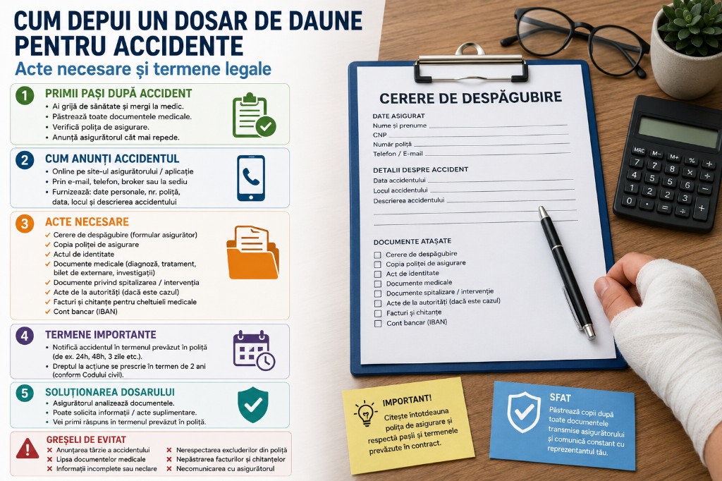 Cum depui un dosar de daune pentru accidente: acte necesare și termene legale