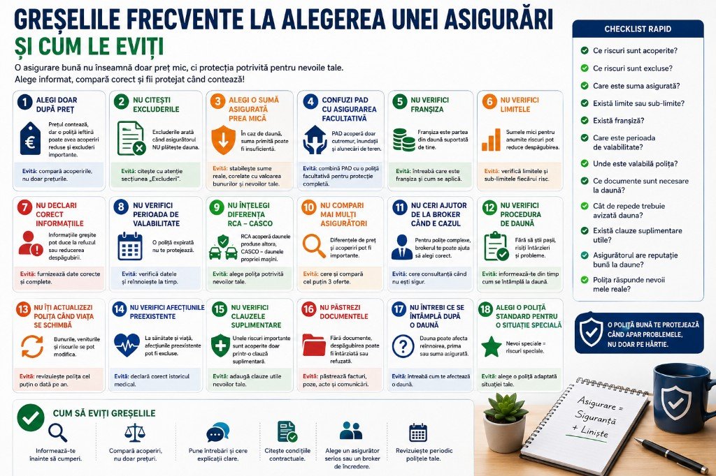 Greșelile frecvente la alegerea unei asigurări și cum le eviți
