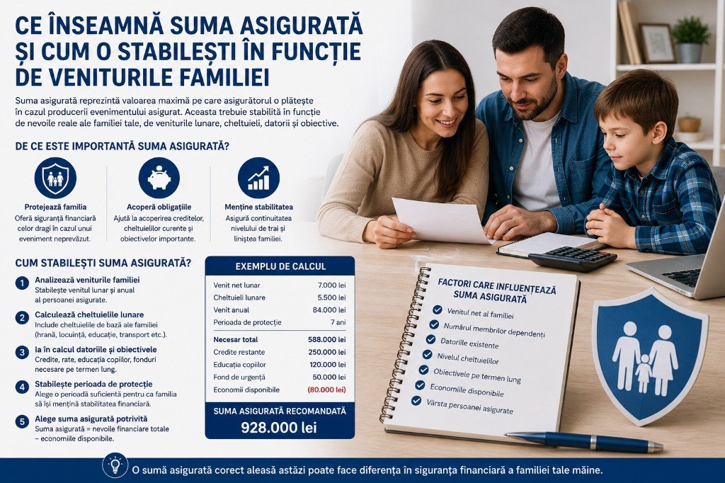 Ce înseamnă suma asigurată și cum o stabilești în funcție de veniturile familiei