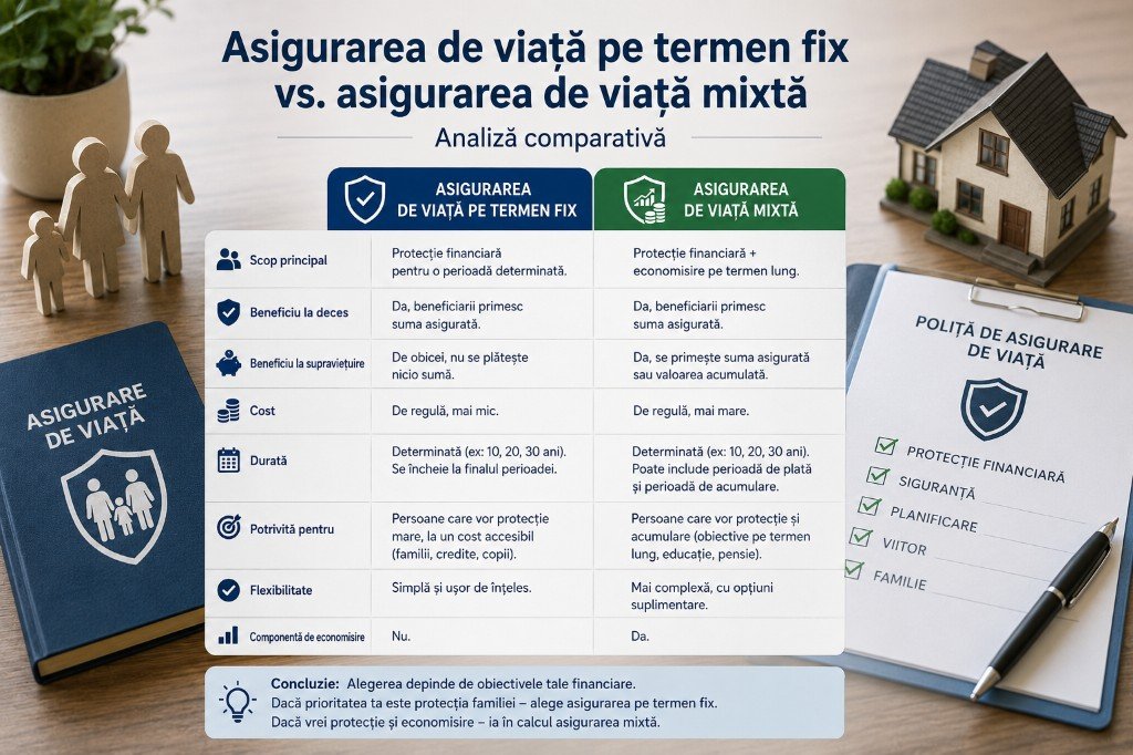 Asigurarea de viață pe termen fix vs. asigurarea de viață mixtă — analiză comparativă
